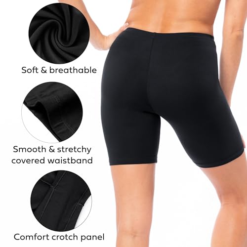 Sexy Basics Womens 3 Pack Sheer & Sexy Cotton Spandex Boyshort Yoga Bike Shorts (3X-LARGE / 10, 3 Pack - BLACK) - Thumbnail 5