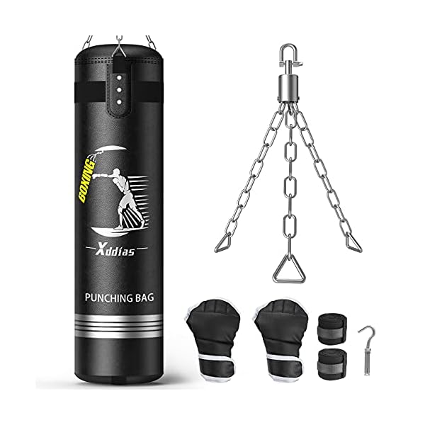XDDIAS Punching Bag with Stand, 70'' Freestanding Punching Bag for Adult, Heavy Boxing Bag with Suction Cup Base Kickboxing Bag for MMA Muay Thai Fitness