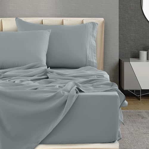 Lux Decor Collection – Juego de sábanas de microfibra cepillada de la más alta calidad de la serie 1800, hipoalergénicas, no se arrugan, no pierden el color y no se manchan, 4 unidades aptas para camas con laterales profundos