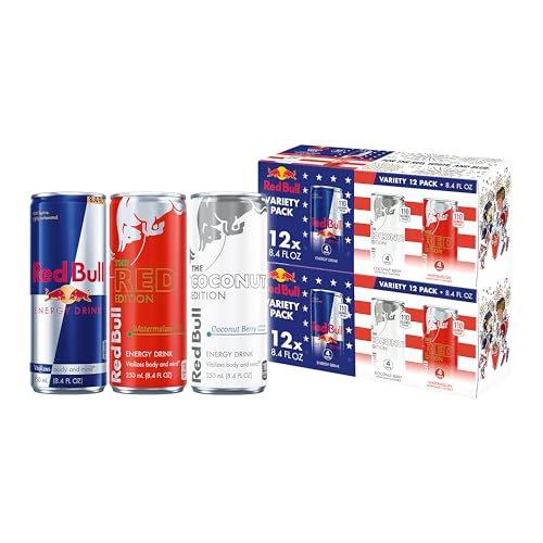 Red Bull Summer Celebration Variety Pack, Red Bull Energy Drink, The Red Edition, The White Edition, 8.4 Fl Oz (2x12 Pack)