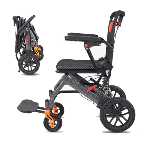 Sillas de ruedas plegables para adultos, ultraligeras y portátiles, ideales para viajes y uso en todo terreno con freno de mano seguro
