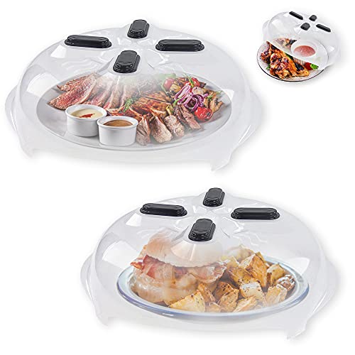 2 Pack Magnetic Microwave Plate Cover, Microwave Cover for Food with Magnetic, Microwave Splatter Cover, Plate Serving Covers, Dishwasher Safe,Keeps Microwave Oven Clean, Steam Vented, 11.8 Inche
