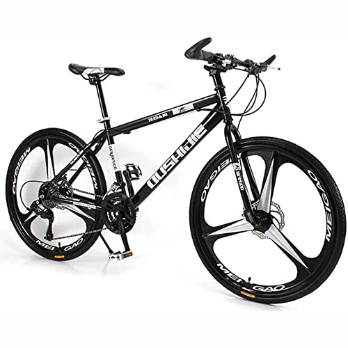 Bicicleta de montaña con suspensión delantera y cuadro de acero ligero en color negro