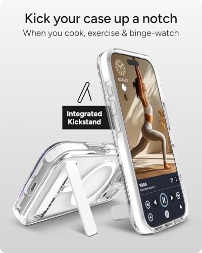 Image of ZAGG Santa Cruz Snap Case with Kickstand for iPhone 17 Pro - White, Drop Protection (13ft /4m), MagSafe Charging Compatible, ClearGuard Anti-Yellowing Technology, Scratch Resistant Phone Case