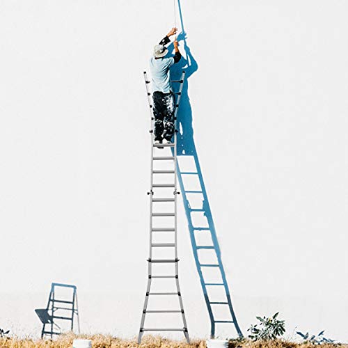 Aluminum Extension Ladder, 300 lb Duty Rating (Load Capacity Type IA) Model 22-Foot Durable and Multi-Purpose Ladder with Two Wheels - Thumbnail 7