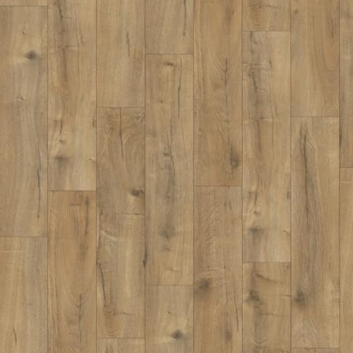 Image of Click Laminate Flooring EL2077 Brown Oak Wood Effect - Plank (8mm), for Home & Contract Commercial Use, Suitable for Underfloor Heating | Covers 1.99sqm | Single Tile/Plank Size - 1292mm x 193mm