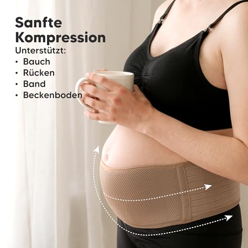 KeaBabies Schwangerschaft Bauchgurt für Schwangere - 1-Pack, Weiches und Atmungsaktives Schwangerschaftsgürtel, leicht verstellbarer Bauchband für den Rücken, Beckenstütze, bequem (Warm Tan, M/L)
