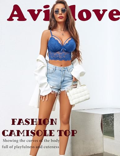 Image of Avidlove Lace Bralette for Women Lingerie Spaghetti Adjustable Strap Tank Camisole Crop Top