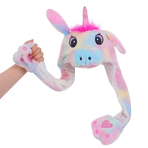 Funny Plush Rabbit Hat Ear Moving Jumping Hats, Cute LED Animal Beanie Cap for Women Girls Cosplay Party Holiday 6