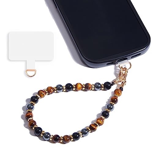 Image of Marble Beaded Phone Wrist Strap for Women, Detachable Design