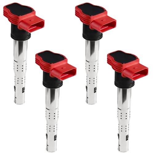 4P CIgnition Coil Pack is suitable for Audi A3 A4 A5 A6 Q5 S4 S5 TT R8 for Volkswagen Golf GTI Jetta Passat CC Tiguan 4-pin red ignition coils 06E905115E UF529
