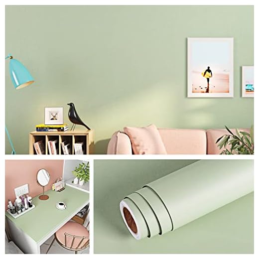 Livelynine Sage Green Wallpaper Stick and Peel Light Green Wallpaper for Bathroom Bedroom Wall Sage Green Contact Paper for Cabinets Desk Classroom Walls Home Wall Paper Roll Kids Room Boys 15.8X78.8