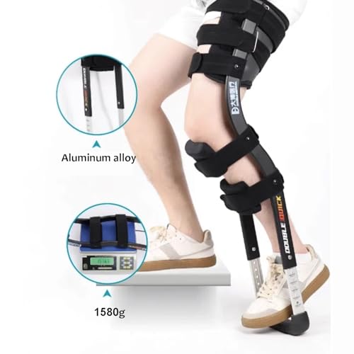 Muleta para andar piernas para recuperación de tobillo roto, dispositivo de soporte de exoesqueleto, ayuda de movilidad de aluminio antideslizante con correas ajustables para caminar de forma segura