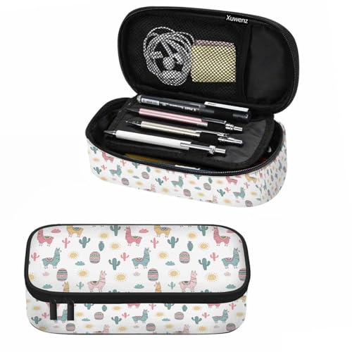 Image of Llama Camels Pencil Case Cactus Alpacas Cacti Plants Animal Pencil Bag Pen Markers Pouch Holder Organizer for Boy Girl School Students