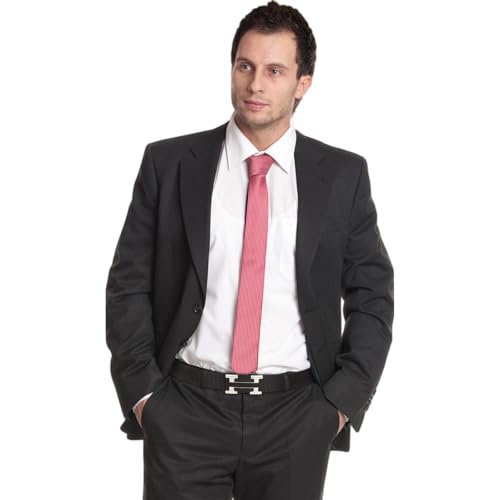 Image of Aurolran Men&Womens Leather Dress Belt Business Automatic Buckle Belt Color-Black Silver Gold