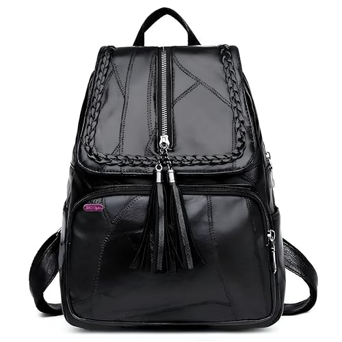 Bolso Mochila Mujer con detalle de Borla, Mochila escolar, Bolsa de Mano de Piel Vegana, Bolso Mujer Ligera con correas ajustables de uso diario, regalos originales mujer