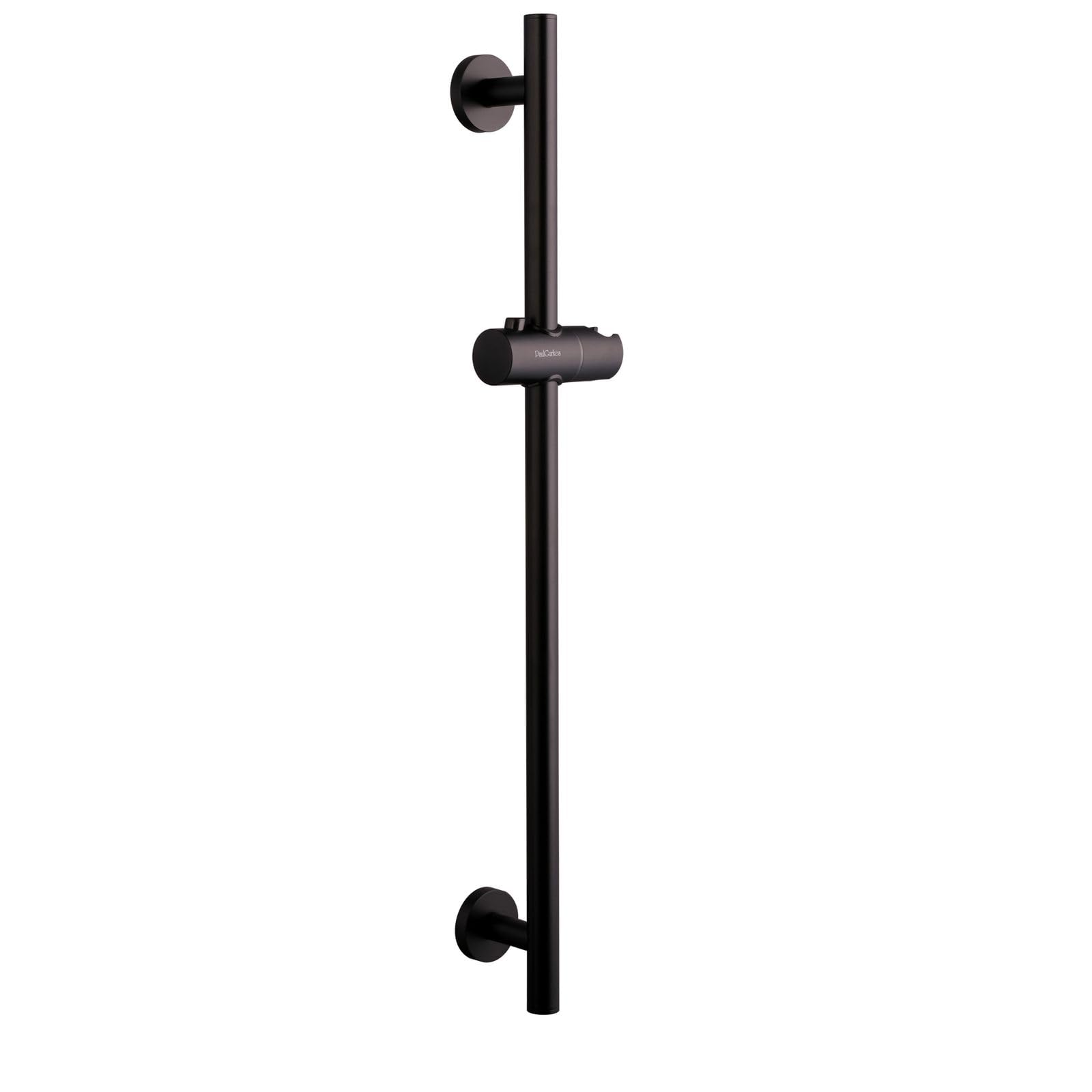 Barra de Ducha con Rociador de Mano y Manguera, Acero Inoxidable, Negro Mate, Distancia entre Orificios 60 cm, Manguera 150 cm