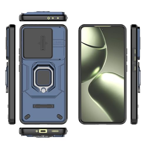 Image of Thermoplastic Polyurethane Camshield Pro Case With Slide Camera Protection And Ring Stand Bumper Back Case Cover For Xiaomi 14T 5G (Blue)