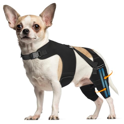 Marnonsis Dog Knee Brace for Torn Acl Hind Leg, Adjustable for Back Leg with 4 Stabilizers, Reduces Pain, Ligament Injuries & Luxating Patella for Small Medium Large Dogs,(Solid Black-XS)