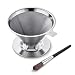 Produktbild Soulhand Edelstahl-Kaffeefilter, übergießen Sie den Kaffeetropf-Filter papierloser, wiederverwendbarer Doppelschicht-Kaffeefilter mit Sockel und 30 ml Kaffee-Schaufel leicht zu reinigen (2-4 Tassen)