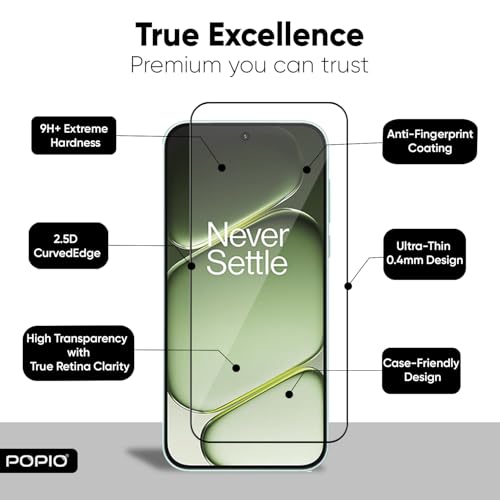 Image of POPIO Military-Grade Gorilla Tempered Glass for OnePlus Nord 6 / OnePlus Nord CE6 | 9H Hardness, Edge-to-Edge, Bubble-Free