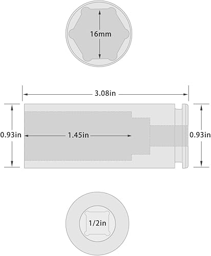 Miniatura 243 de Enchufe de impacto de 6 PT de 1/2" x 0.827 in de profundidad, CR-MO, 1/2 pulgada de accionamiento de 6 puntos para una fácil extracción
