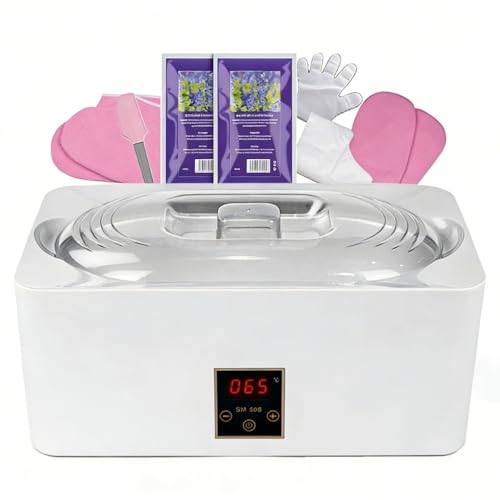 Paraffinbad Beheizte Wachsmaschine mit Automatikmodus, präziser Temperaturregelung & Schnellschmelz Wärme halten, professionelle Hausspa-Suite feuchtige Haut Arthritis lindern (4L) (Silvery)