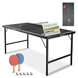 Juskys tavolino da ping-pong Flexi con accessori – Piccolo e pieghevole – Gioco da interno per casa e in viaggio – Set da ping-pong – Nero