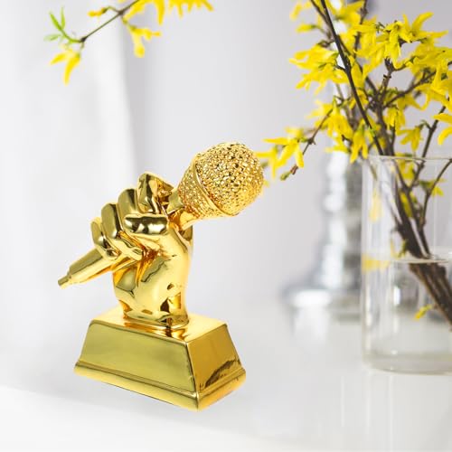 Trofeo de micrófono dorado LALAFINA de resina para regalar 6