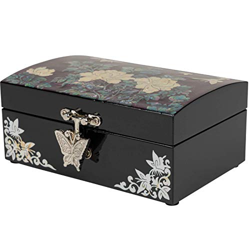 February Mountain Mother Of Pearl Wooden Jewelry Box - Decorative Vanity Display Case Antique Vintage Decor Unique Gifts For Women Gifts For Girlfriend Daughter Mom Wife Sister Grandma #TOP4