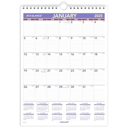 Image of AT-A-GLANCE 2025 Wall Calendar, 8 inch x 11 inch, Small, Ruled Blocks (PM12825)