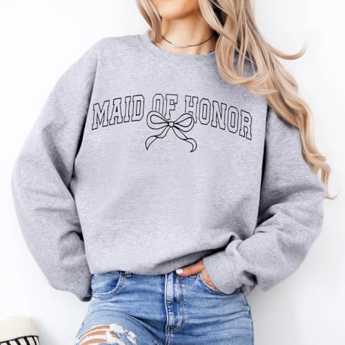 Custom Maid of Honor Sweatshirt, Matron of Honor Crewneck, Bridesmaid Hoodie, Bridal Party Sweater, Gifts for Bride4