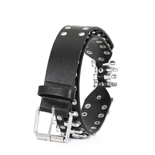 Studded Belts Y2K Punk Hip Hop Faux Leather Grommet for Halloween Cosplay4