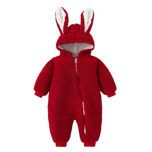 Image of Baby Bucket Single Zip Warm Fleece Hooded Romper for Baby Boy Girl