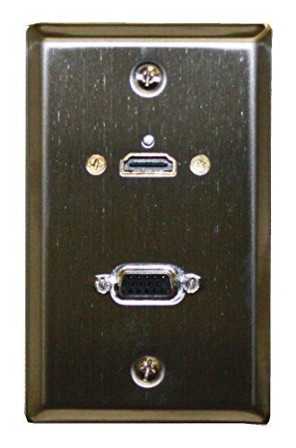 Theater-Pro 75-609 Stainless Steel Wall Plate With HDMI & VGA Feed Through Jacks