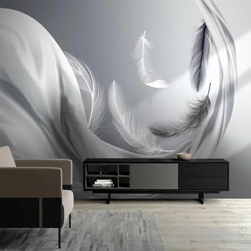 Papier peint 3D de plumes pour décoration murale salon - 2