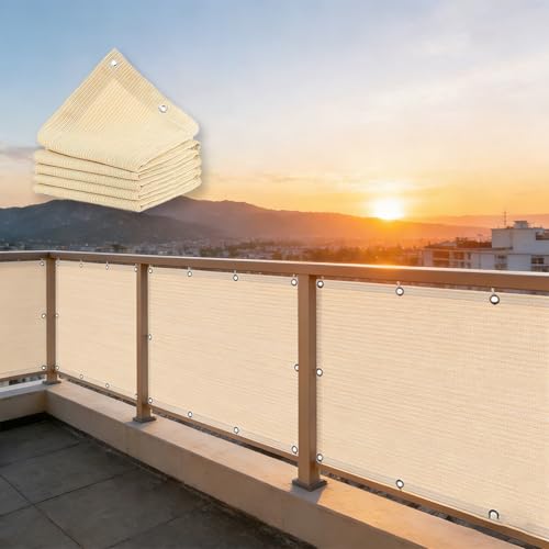 Malla Ocultacion Jardin 110 x 500 cm, Protección de Privacidad, Anti-UV, Resistente a La Intemperie, Viento, Pantalla de Privacidad Pantalla, para Jardín, Beige