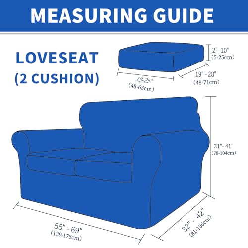 MAXIJIN 3 Pieces Stretch Sofa Covers for 2 Cushion Couch Loveseat Cover for Dogs Washable Love Seat Sofa Slipcovers Thick Soft Furniture Protector with Non Slip Strap (Beige, 55"-69") by MAXIJIN - Image 6