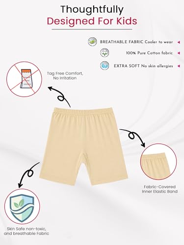 Image of BODYCARE Girls Cycling Shorts | 100% Cotton Stylish, Comfortable & Durable Shorts for Girls | Pack of 3 (Color & Print May Vary)