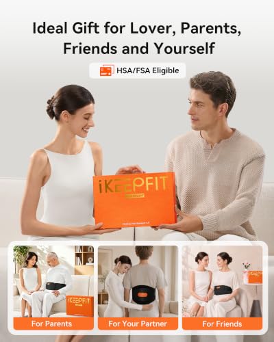 Image of IKEEPFIT Portable Heating Pad for Back, FSA Eligible HSA, Cordless Heat Belt with Massager for Lower Back Pain Relief, Battery Powered 8000 mAh Rechargeable, MAXwarm 3.0, Gift for Women Men 90-310 lb