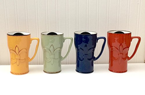 Tuscany Fleur De Lis Coffee Travel Mug (Set of 4)