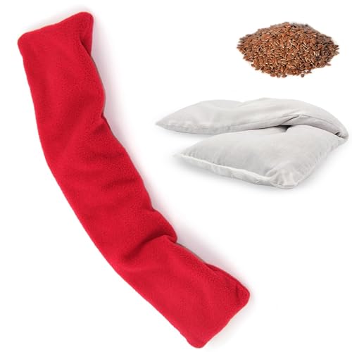 FISHTEC - Tour de Cou Micro Ondes - Déhoussable et Lavable - Coussin Chauffant Graines de Lin et Lavande - Usage Chaud Froid - Pour Douleur Cervicales, Cou, Nuque,...