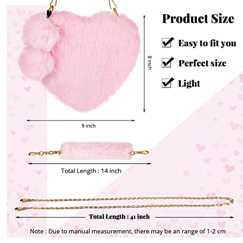 Saintrygo 2 Pieces Heart Shaped Purse Faux Fur Shoulder Bag Soft Fluffy Handbags for Women2