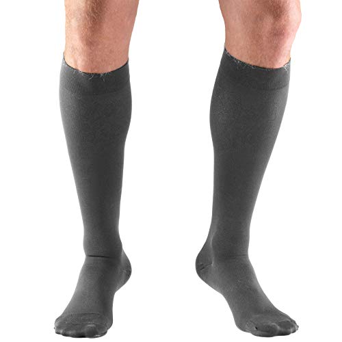 Image of Truform 20-30 mmHg Compression Stockings for Men and Women, Knee High Length, Closed Toe, Charcoal, 2X-Large (Pack of 5)