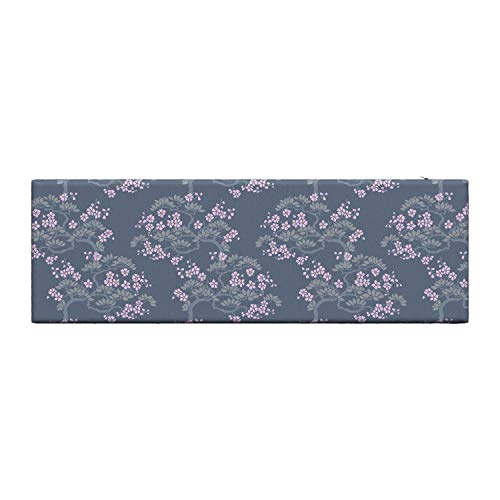 Ambesonne Leaf Bench Pad, Abstract Japanese Plum Blossoms Nature Garden Flora Theme, Standard Size Hr Foam Cushion With Decorative Fabric Cover, 45" X 15" X 2", Pink Bluegrey #TOP1