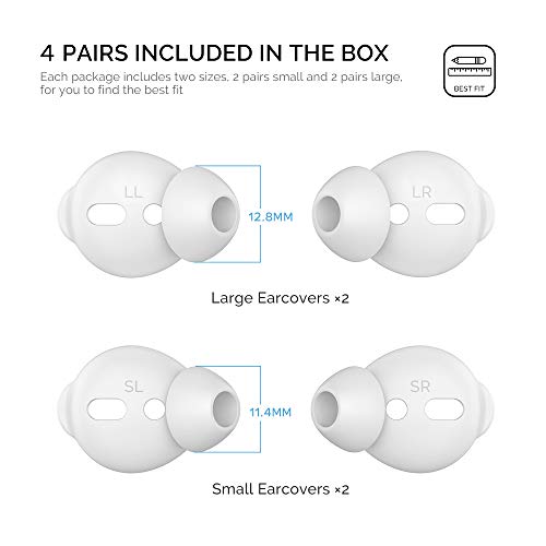 AhaStyle 4 Pairs AirPods Ear Tips Silicone Earbuds Cover [Not Fit in The Charging Case] Compatible with Apple AirPods (2 Pair Large & 2 Pairs Small, White) by AHASTYLE - Image 2