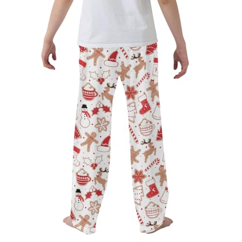 CaTaKu Boys Christmas Gingerbread Cookies Pants for Boys Girls Wide Leg Sweatpants Kids Long Bottoms with Pockets Size 6-14Y2