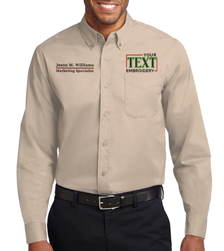 Custom Long Sleeve Embroidered Shirts for Man Add Your Text Personalized Embroidery Shirts