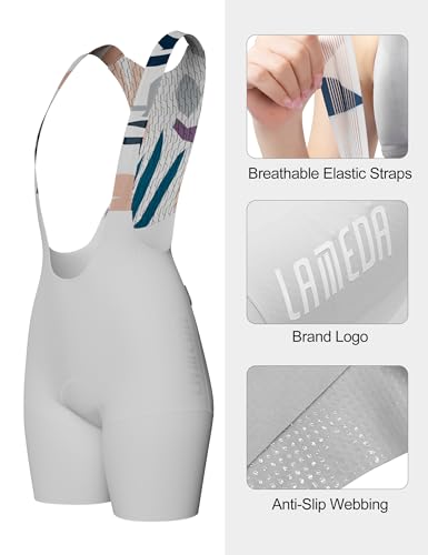LAMEDA Short feminino de ciclismo acolchoado UPF50+, Branco, GG
