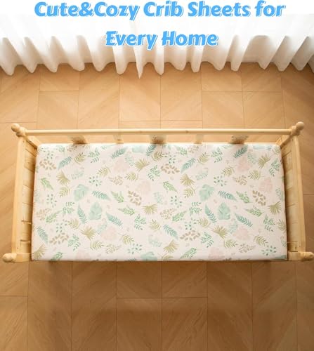 Image of SDY Jersey Crib Sheets for Baby Boys and Girls,52 inchx28 inchX8 inch, 2 Pack, Green Standard Oval /Retangle Crib Mattress Sheets for Toddler,Super Soft Breathable